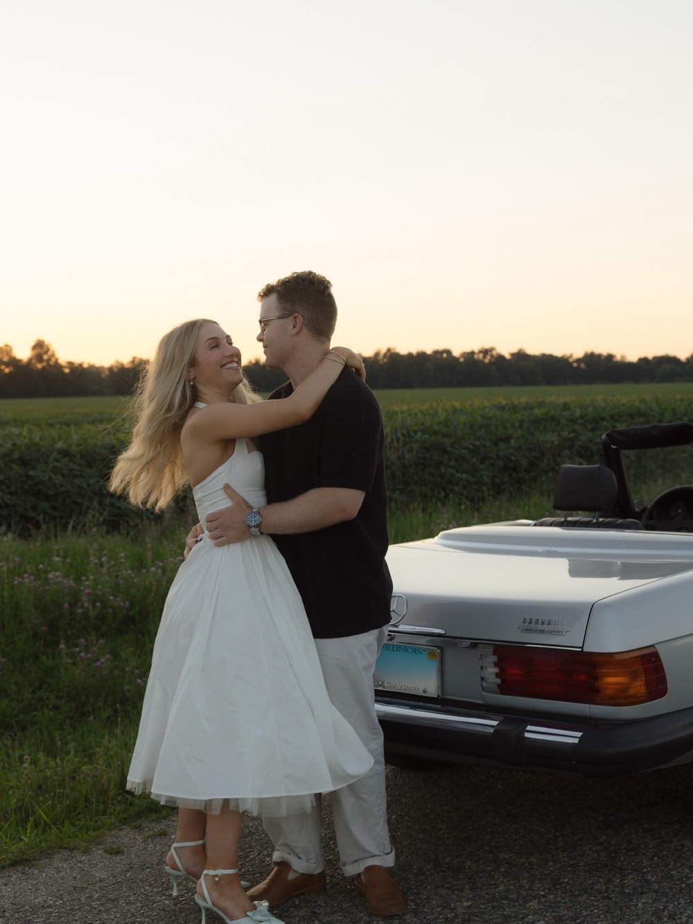 Classic White Halter Tea-Length Wedding Dress - Picture 9 of 11